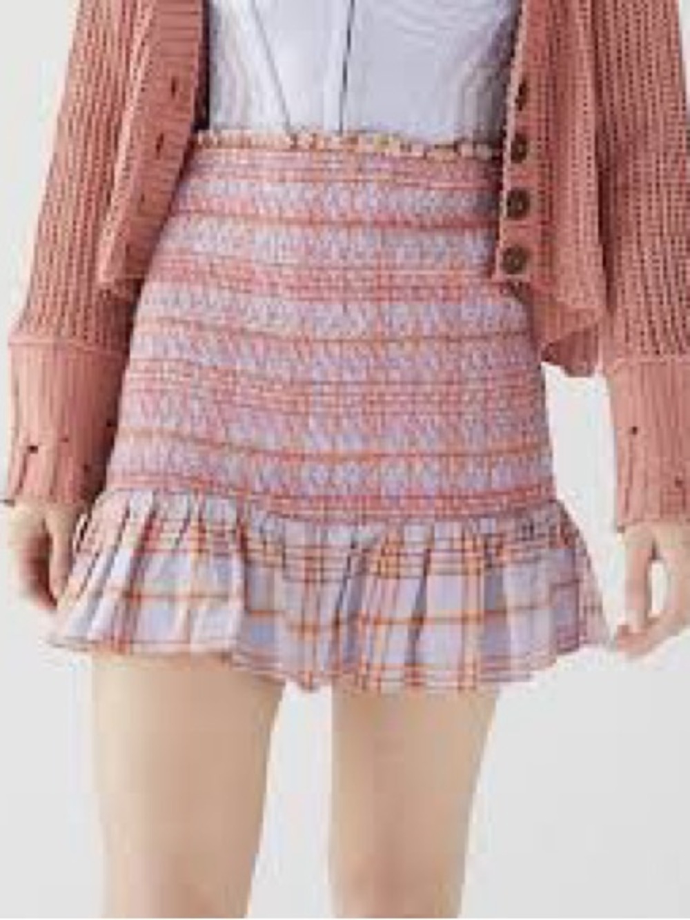 URBAN OUTFITTERS Smocked Ruffle Hem Mini Skirt